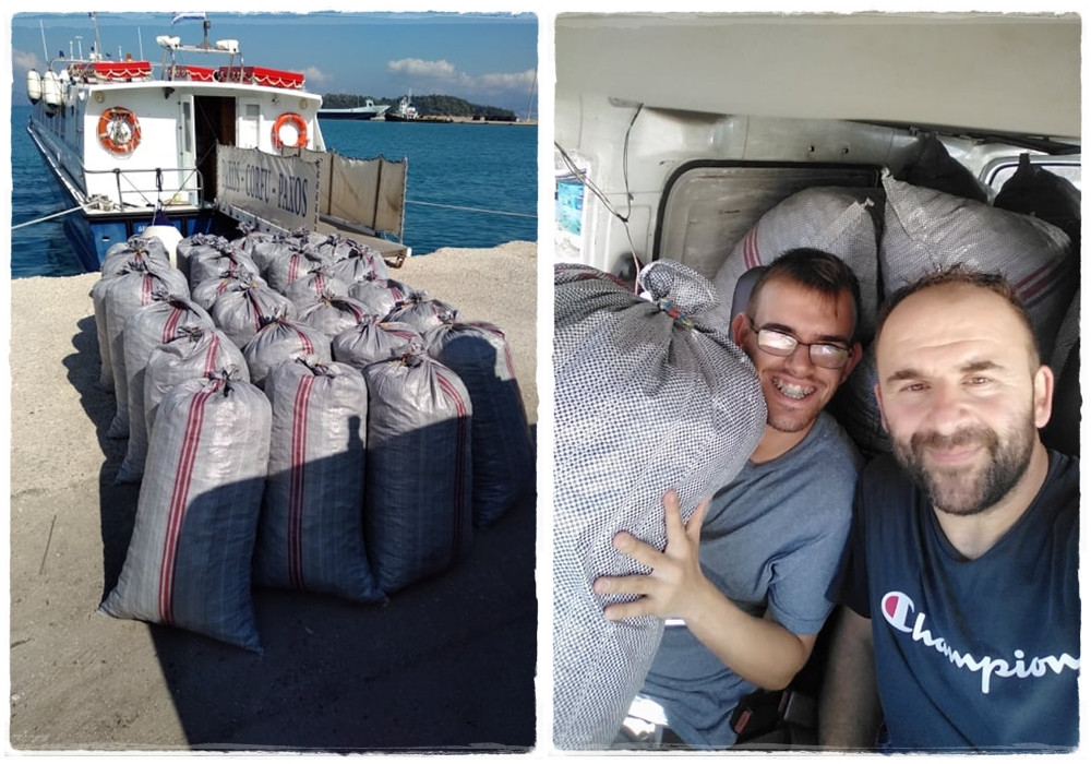 28 σάκοι με πλαστικά καπάκια μεταφέρθηκαν από τους Παξούς