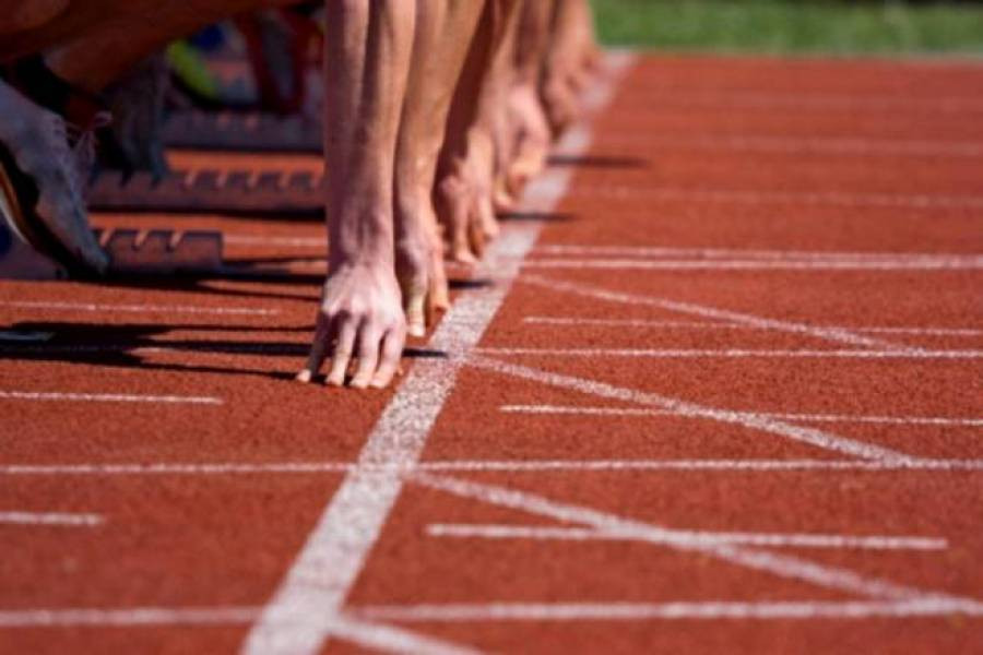 Installation of running track at North Corfu sports ground in 2020